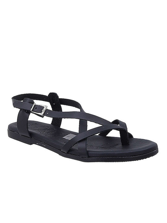 Oh My Sandals Damen Flache Sandalen in Schwarz Farbe