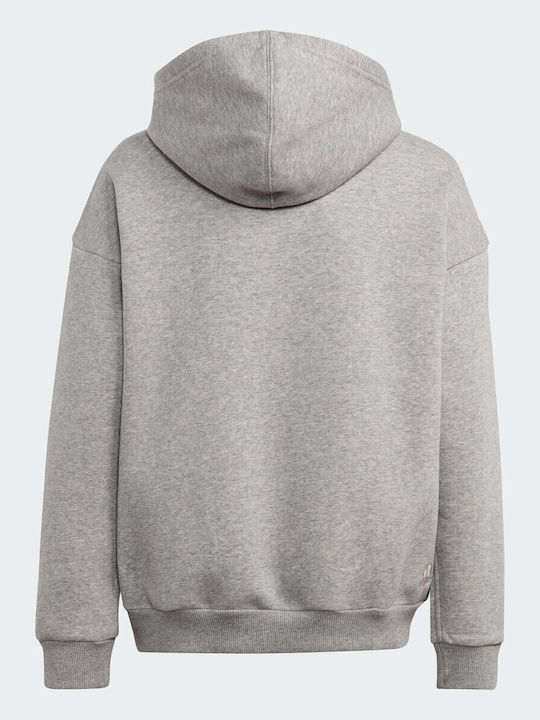 Fleece Παιδικό Φούτερ με Κουκούλα και Τσέπες Γκρι