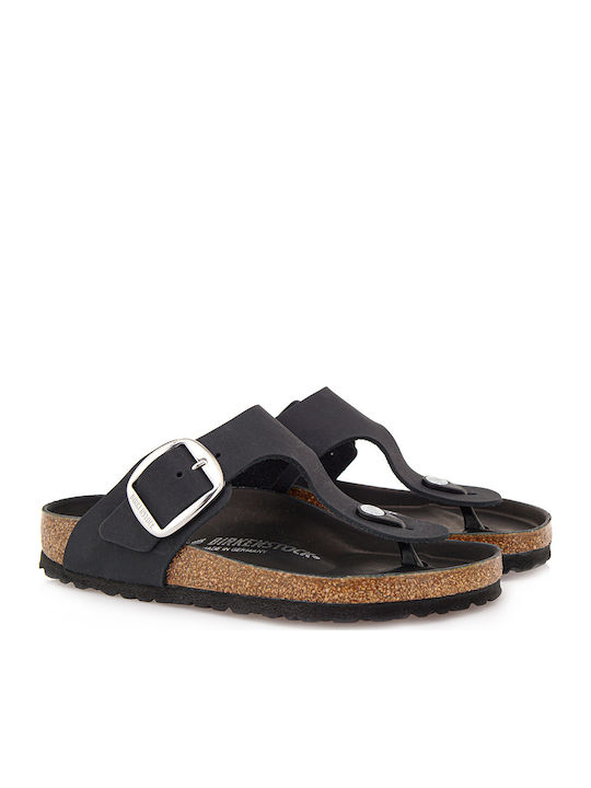 Birkenstock Gizeh Große Schnalle Flache Sandalen für Damen Schwarz
