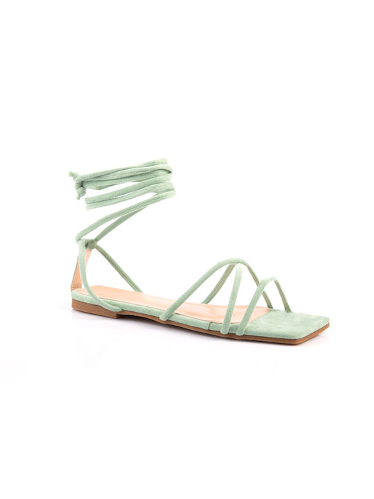 Malesa Suede Lace-Up Women's Sandals Green