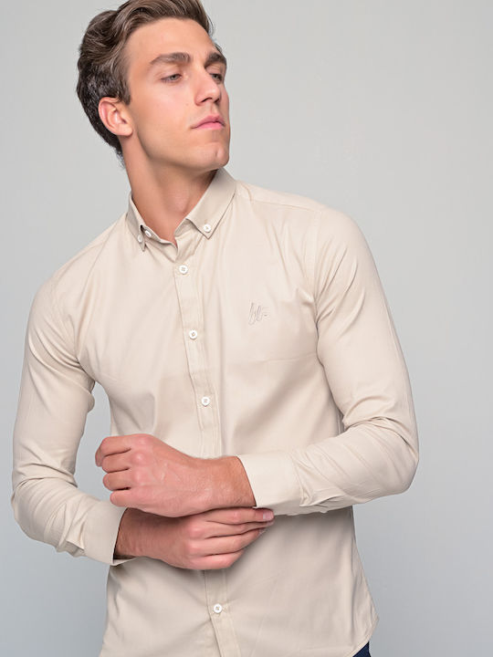 Harmony Long-sleeved Cotton Shirt Beige