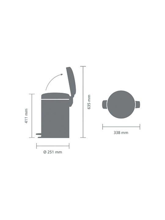 Brabantia NewIcon Πλαστικό Καλαθάκι Μπάνιου 12lt Γκρι