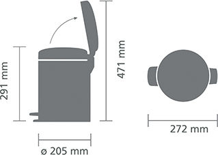 Brabantia Metalic Perie de toaletă 5lt Gri Brabantia Metalic Perie de toaletă 5lt Gri