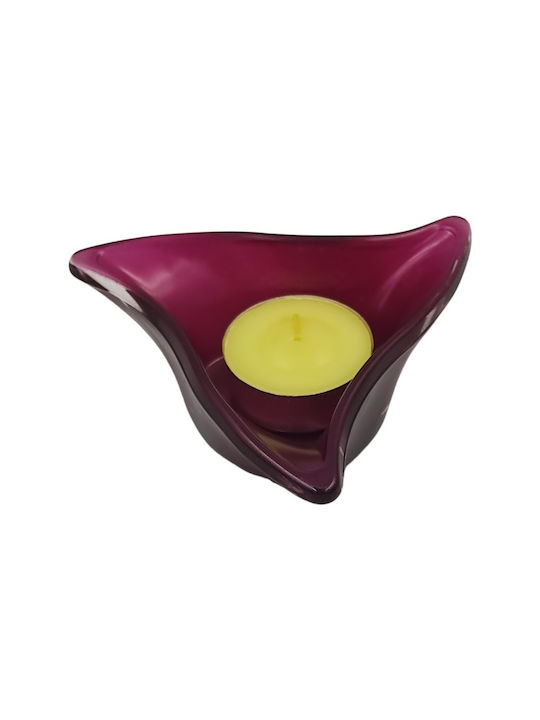 Candle Holder suitable for Tealights Glass in Purple Color 9x10.5x3.5cm 1pcs