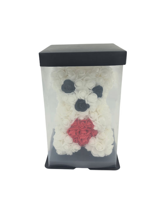 Teddybär aus Künstlichen Rosen Weiß 25cm in Box 1Stück