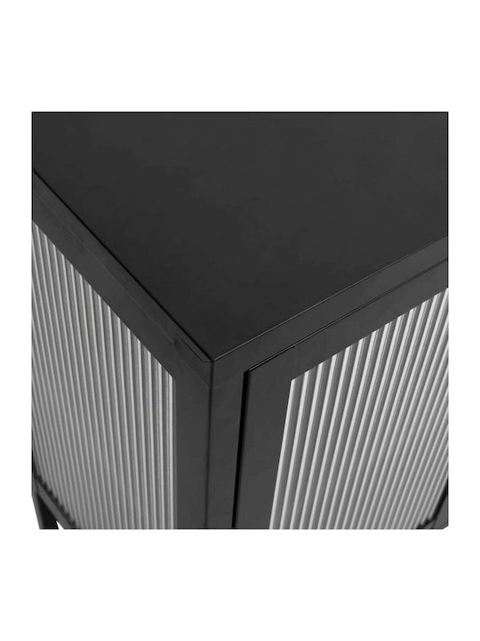 Bufet din Metal & Sticlă Negru 105x35x70cm