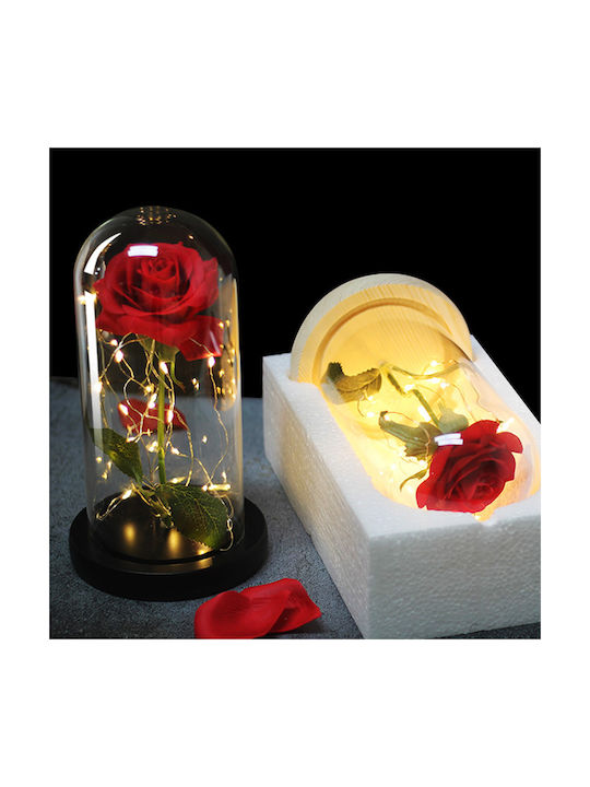 Роза Червена 21cm в Гювече с LED