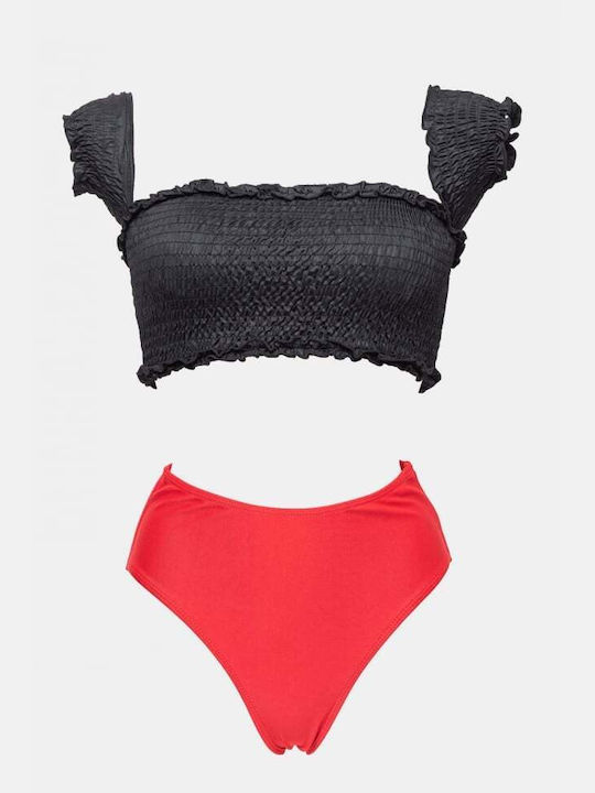Set Bikini Sport-BH mit Abnehmbarer Verstärkung Hohe Taille
