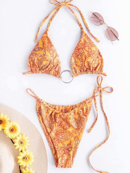 Set Bikini Dreieck mit Abnehmbarer Verstärkung & Brasilien Orange