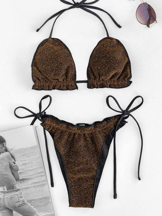 Set Bikini Τριγωνάκι με Αφαιρούμενη Ενίσχυση & Brazil Χρυσό