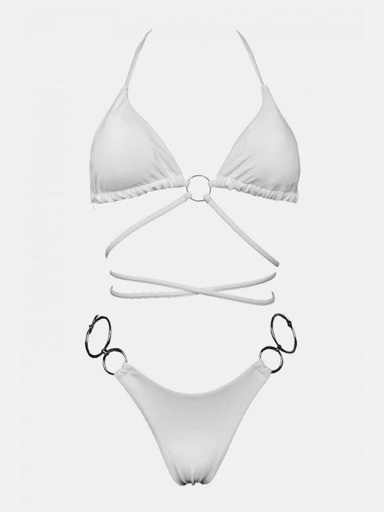 Set Bikini Dreieck mit Abnehmbare Verstärkung Weiß