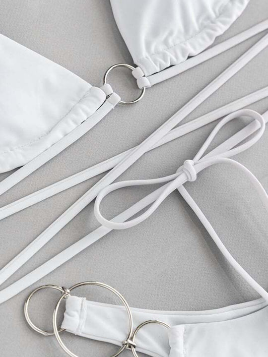 Set Bikini Dreieck mit Abnehmbare Verstärkung Weiß