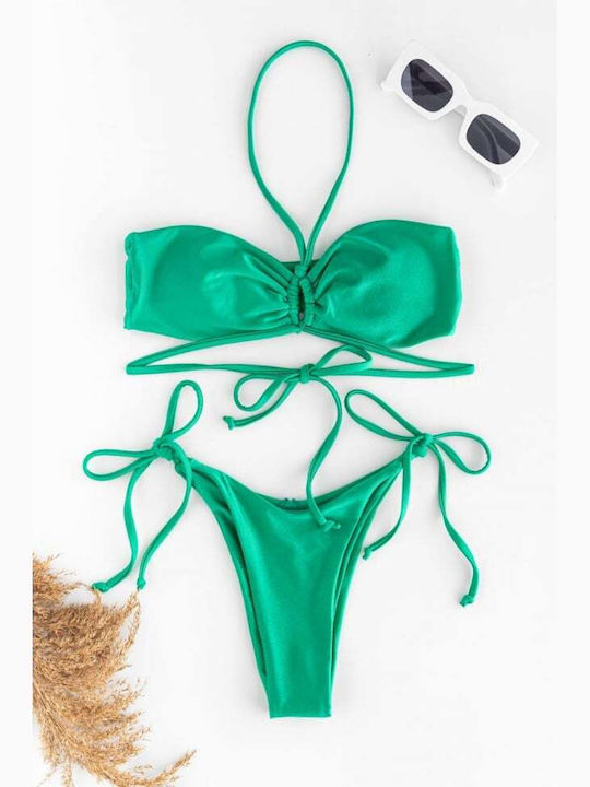 Set Bikini 3 Stücke mit Abnehmbare Verstärkung Grün