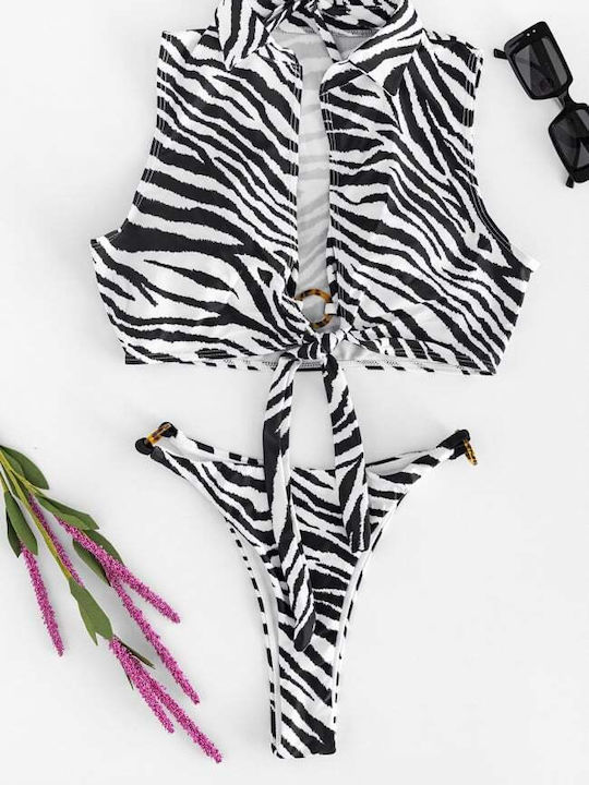 Set Bikini Dreieck mit Abnehmbarer Verstärkung Animal Print