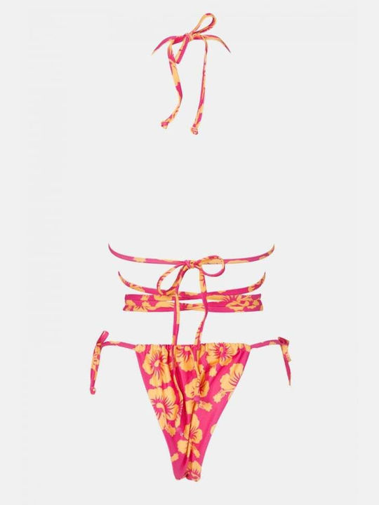 Set Bikini Τριγωνάκι με Αφαιρούμενη Ενίσχυση Floral Φούξια