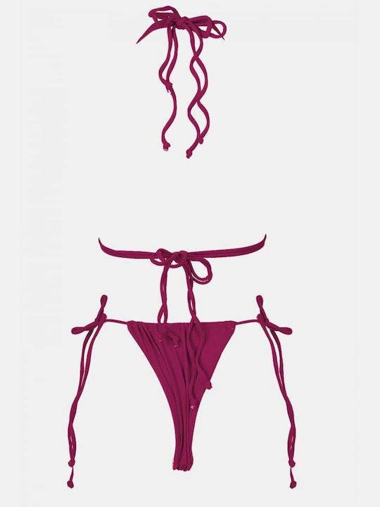 Set Bikini Triunghi Cu Burete Detașabil Burgund