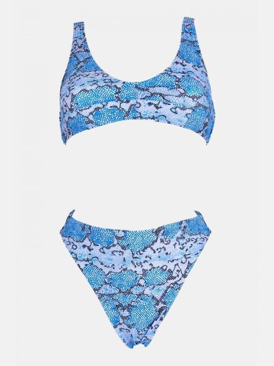 Decoro Sportlich Bikini-Set 3-teilig mit Verstärkung Tierdruck Blau