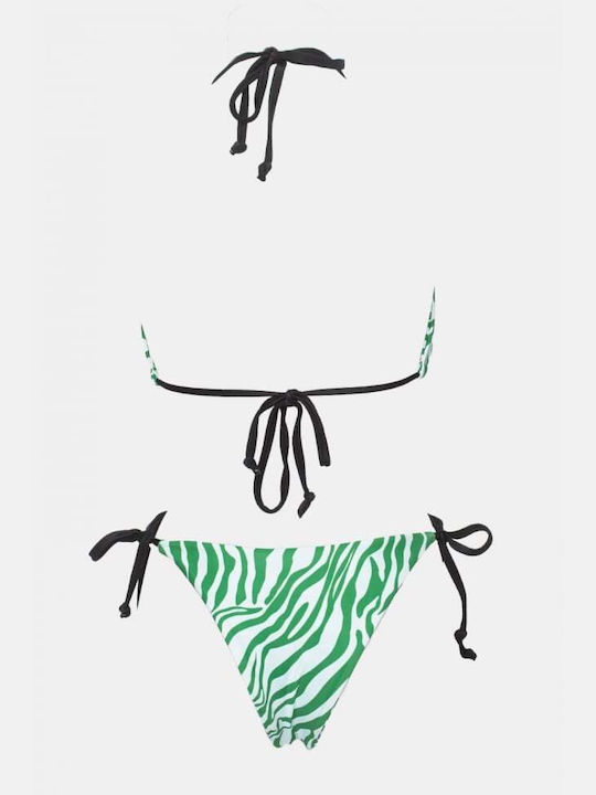 Set Bikini Dreieck mit Abnehmbarer Verstärkung Animal Print Grün