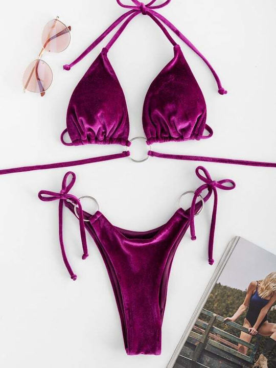 Set Bikini Dreieck mit Abnehmbarer Verstärkung & Brazil Lila