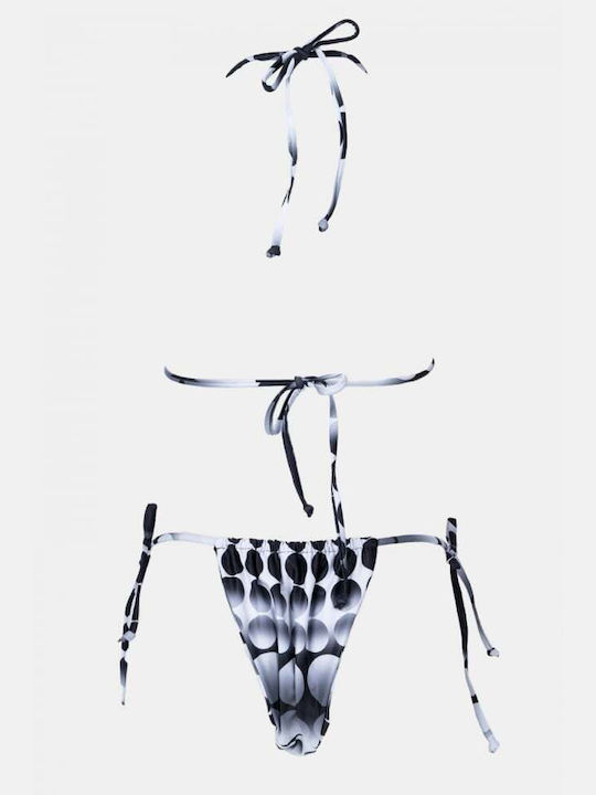 Set Bikini 3 Pieces Triangle with Removable Padding Polka Dot Black