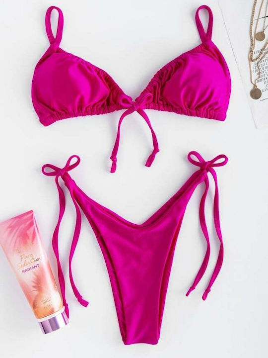 Set Bikini Τριγωνάκι & Brazil Ψηλόμεσο Φούξια