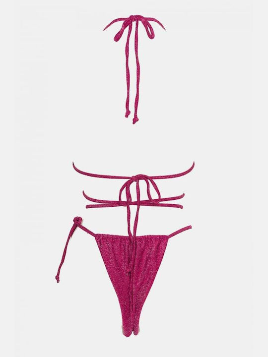 Set Bikini Triunghi Și Brazilia Talie Înaltă Fuchsia