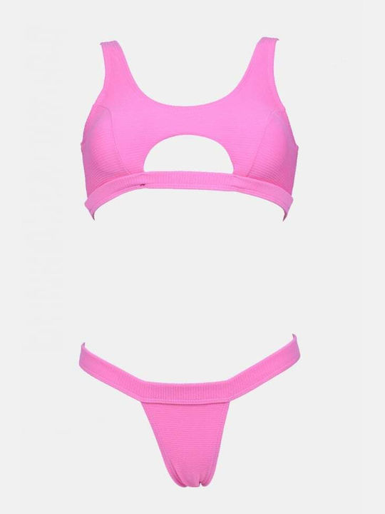 Set Bikini Sutien Sport cu Burete Detașabil & Brazilia Roz