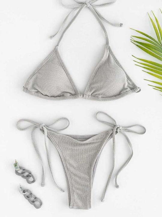 Set Bikini 3 Stücke Dreieck Silber