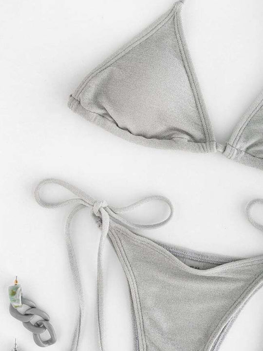 Set Bikini 3 Stücke Dreieck Silber