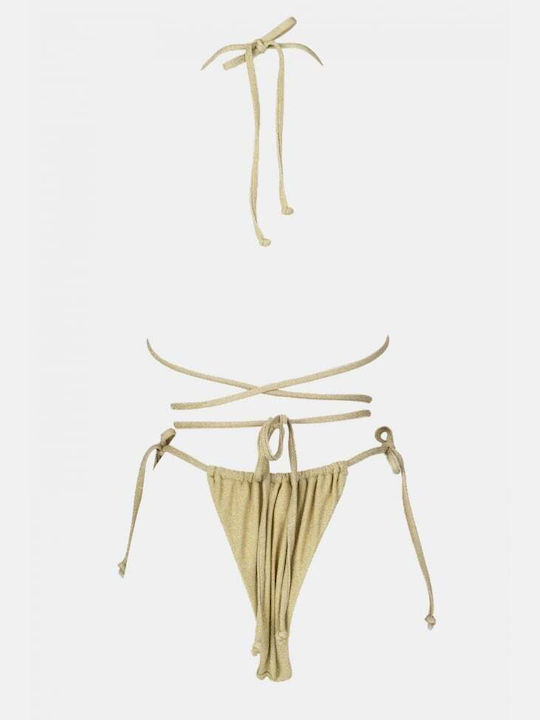 Set Bikini Triunghi Cu Burete Detașabil Bej