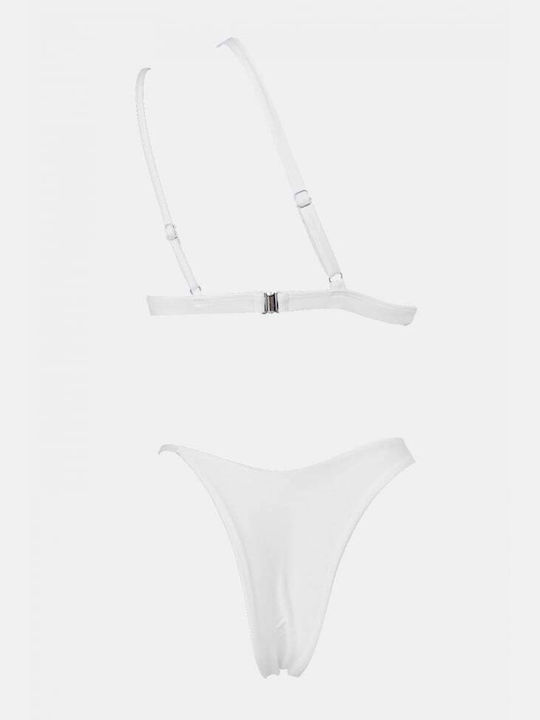 Bikini Set One Shoulder with Removable Padding & Brazil White