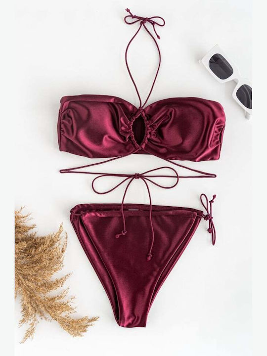 Bikini-Set mit Abnehmbare Verstärkung Burgundisch