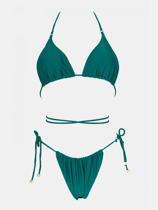 Set Bikini Dreieck mit Abnehmbarer Verstärkung Petrol
