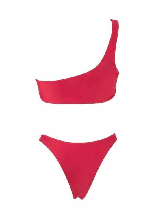 Set Bikini Un Umăr Cu Burete Detașabil & Brazilia Burgundy