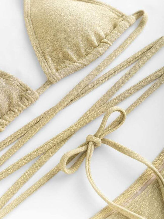 Set Bikini Set De Bikini Triunghi Cu Burete Detașabil Bej
