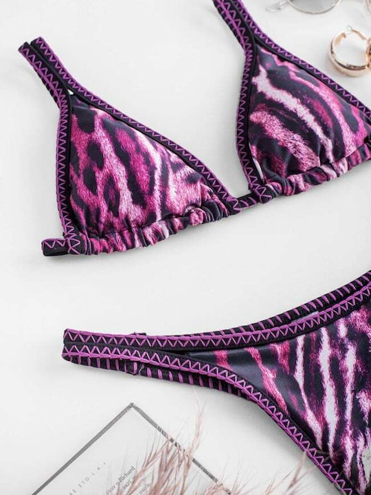 Set Bikini Dreieck mit Abnehmbarer Verstärkung & Brasilien Tierdruck