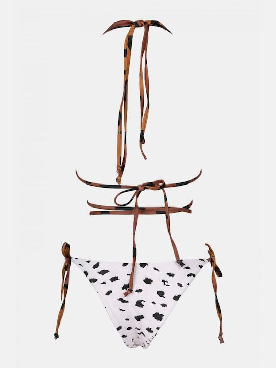 Set Bikini 3 Stücke Dreieck Animal Print Weiß