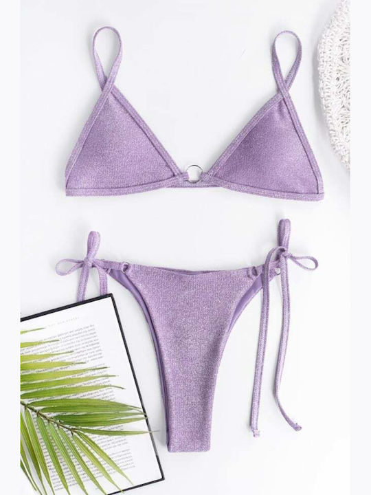 Bikini-Set Dreieck mit Abnehmbarer Verstärkung & Brasilien Flieder