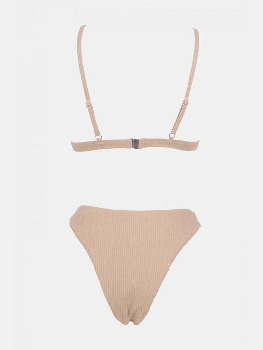 Set Bikini Cu Burete Detașabil Brazilia Bej