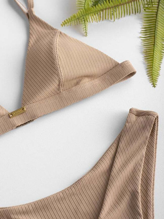 Set Bikini Cu Burete Detașabil Brazilia Bej