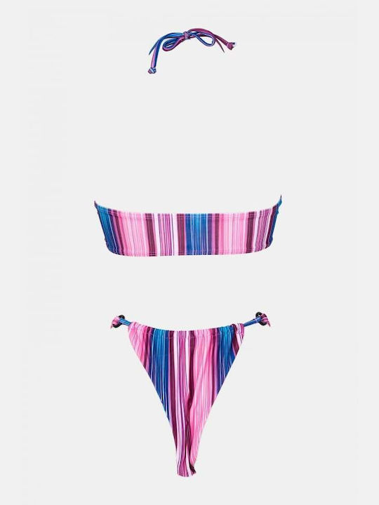 Set Bikini με Αφαιρούμενη Ενίσχυση Brazil Ριγέ Ροζ