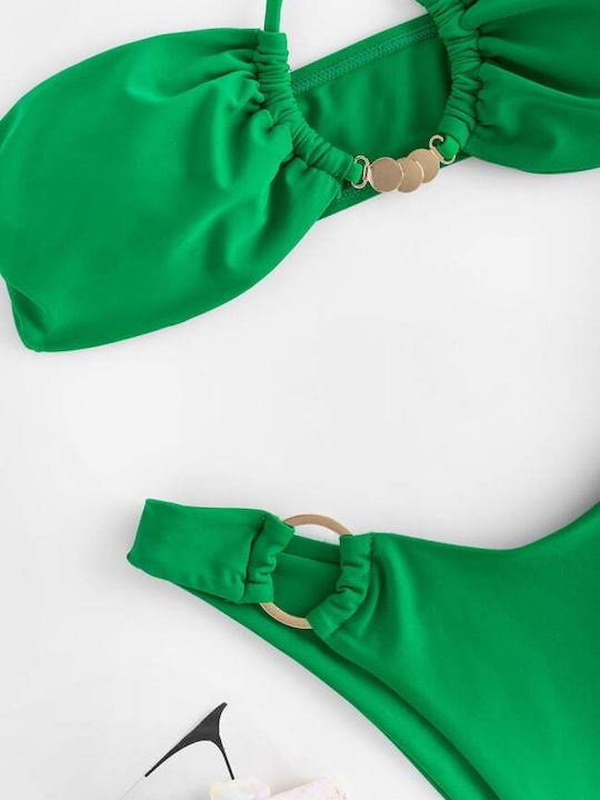 Set Bikini Dreieck & Brasilien Hohe Taille Grün