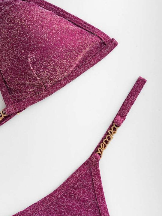 Bikini-Set Dreieck & Zeichenfolge Fuchsie
