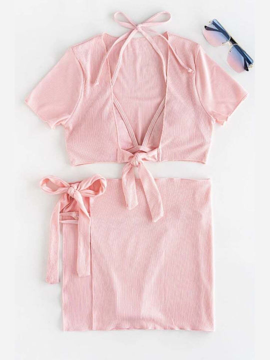 Set Bikini 3 Τεμαχίων Τριγωνάκι Ροζ