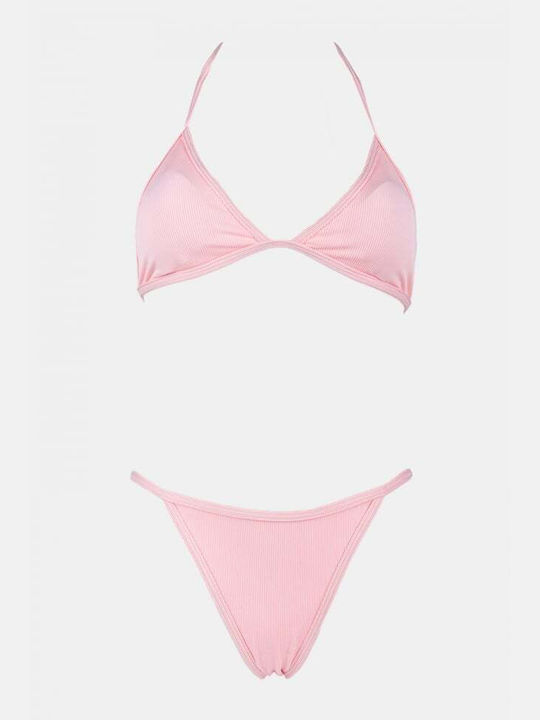 Set Bikini 3 Τεμαχίων Τριγωνάκι Ροζ
