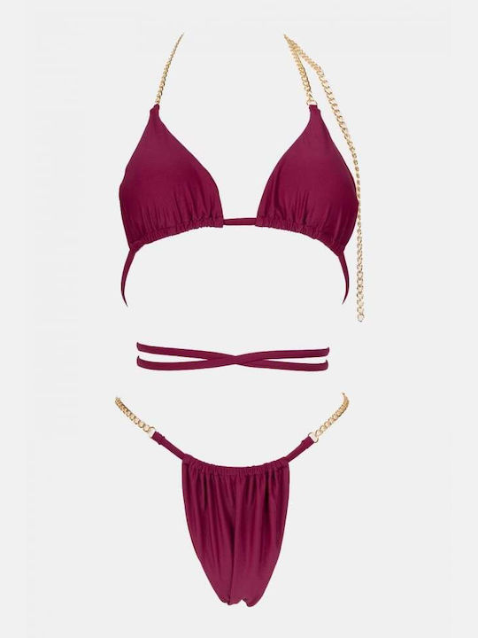 Bikini-Set Dreieck mit Abnehmbarer Verstärkung Burgundisch