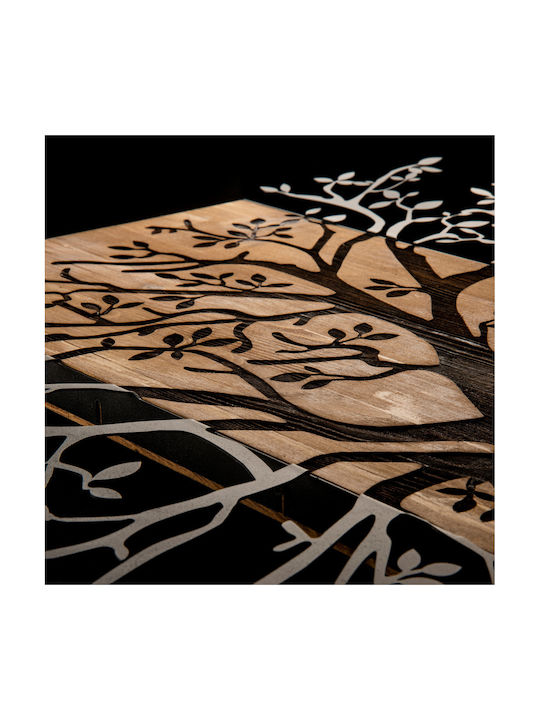 3D Mixed Art Kavak Black Wooden Wall Decor 85x58cm