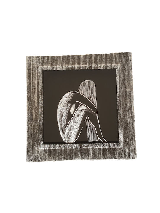 Wall Decor Silver Made of Wood 50x50cm