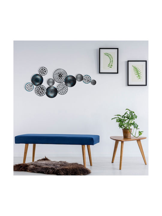 Geometric Wall Decor Element Bronte Navy Blue Made of Metal 90x8x42cm