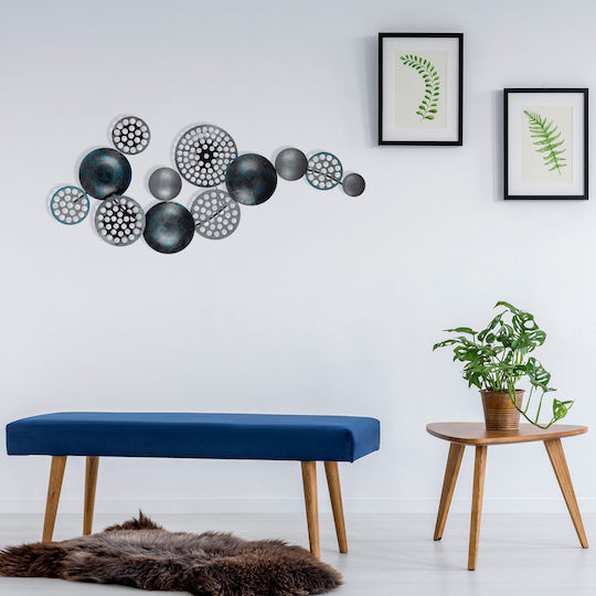 Wanddekoration Geometrisches Element Bronte Navy Blau aus Metall 90x8x42cm